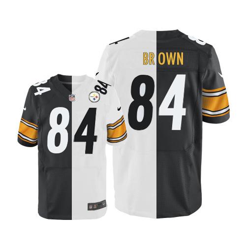 Nike Steelers #84 Antonio Brown White/Black Men's Stitched NFL Elite Split Jersey